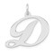 14K White Gold Large Fancy Script Initial D Charm Jewerly 22mm x 23mm